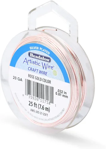 Miniatura 100 de Artistic Wire, alambre para manualidades de calibre 22 bañado en plata, resistente a las manchas, color cobre, blanco, 9,1 m
