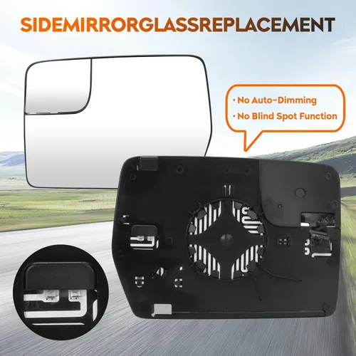 Miniatura 5 de Youxmoto Cristales de Espejos Calefactables de Repuesto para Lado Izquierdo del Conductor y Lado Derecho del Pasajero, Compatible con Ford F150 2011