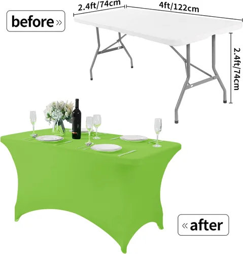 Miniatura 4 de Mantel de elastano para mesas de 4, 6 u 8 pies, mantel elástico universal ajustable para fiestas, banquetes, bodas y eventos - Verde manzana