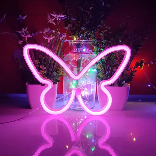 Miniatura 2 de JYWJ Letrero de neón de mariposa, luz de neón con pilas USB o 3 AA, decoración de mesa LED, decoración de pared de dormitorio, regalo de cumpleaños