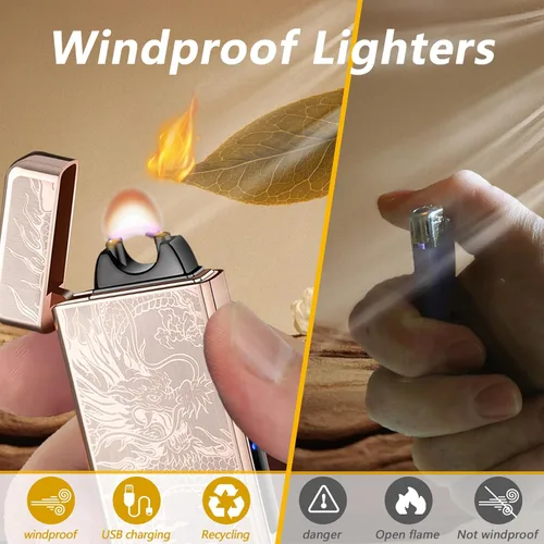 Miniatura 6 de Dragon - Encendedor eléctrico de arco – Encendedor de plasma recargable USB C para campamento, iniciadores de fuego, velas y equipo al aire libre