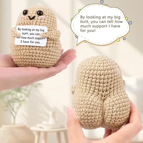 Miniatura 4 de Big Butt Potato - Divertida patata de ganchillo con tarjeta de afirmación de positividad para regalos divertidos de aliento