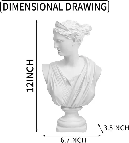 Miniatura 2 de Norrclp Estatua griega de Diana de 12.5 pulgadas, escultura clásica de busto romano de mitología griega para decoración del hogar