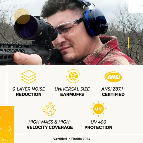 Miniatura 8 de TradeSmart High-Performance Earmuffs for Shooting Range & Shooting Eye Protection Glasses + Firearm Confidence Course Gafas transparentes - Amarillo