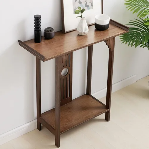Miniatura 9 de Gdrasuya10 Mesa de sofá consola de bambú de nogal de 40 pulgadas, mesa de sofá vintage, mesa de consola estrecha y larga, estilo japonés, mesa