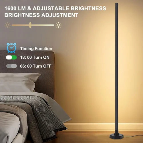 Miniatura 4 de Lámpara de pie de esquina, lámpara de esquina LED RGB con sincronización de música, aplicación inteligente y control remoto, luz ambiental que