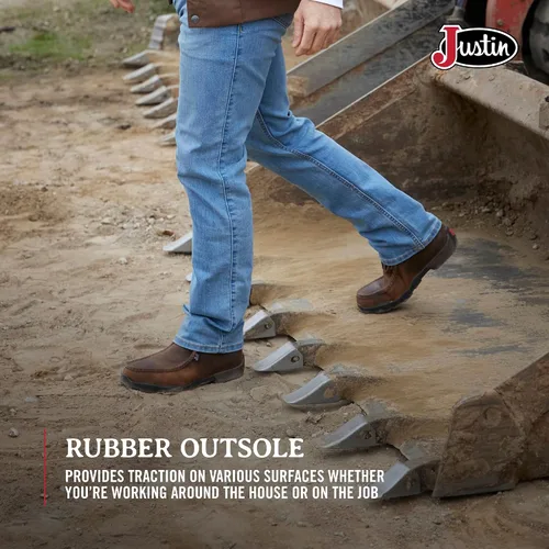 Miniatura 5 de Justin Cappie - Botas de Trabajo con Punta de Acero para Hombres - Botas Chukka de Cuero de Grano Completo con Puntera Moc con Suela Resistente al