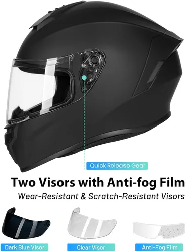 Miniatura 4 de Favoto - Casco de cara completa para motocicleta aprobado por DOT, Cascos para motos, moto de nieve y bicicleta todoterreno para adultos, hombres