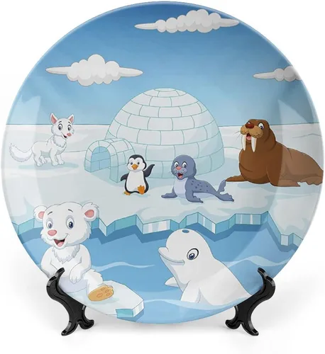 Miniatura 11 de XISUNYA Plato decorativo de 6 pulgadas, cerámica para niños, pingüinos de esquí en tablas de snowboard, deportes de invierno, impresión temática