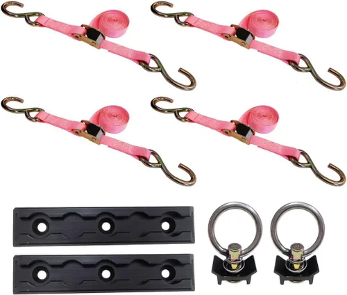 Miniatura 9 de Mega Cargo Control - Hebilla de leva resistente de 1" x 6' con ganchos S recubiertos de negro - WLL 400 lbs. Paquete de 4