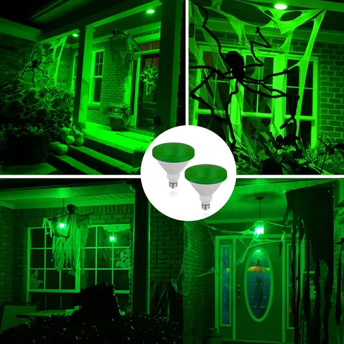 Miniatura 3 de Bombilla verde Par38 – 15 W (equivalente a 100 vatios) – Luces de inundación verdes E26, paquete de 2 unidades, decoración de fiestas, porche
