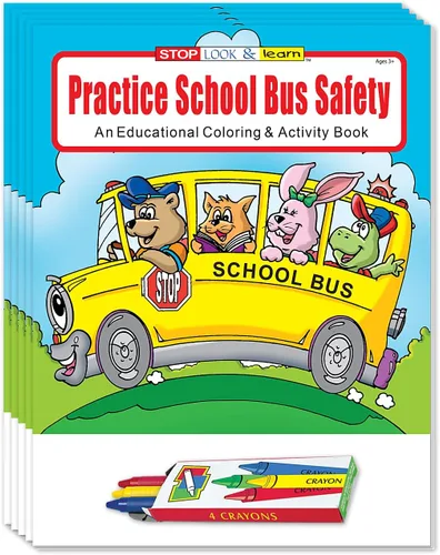 ZOCO Libros para colorear y actividades de seguridad y reglas de autobús escolar (paquete de 25 unidades, con lápices de colores) - Regalo y folleto