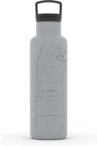 Miniatura 65 de Well Told Botella de agua aislada con mapa de Washington DC grabado, botella de acero inoxidable grabada (21 onzas, blanco) botella aislada de mapa