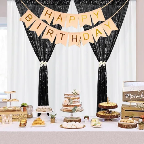 Miniatura 3 de ShinyBeauty Cortinas de Telón de Fondo con Lentejuelas 4x10 pies Negro Cortinas de Lentejuelas 2 Paneles Telones de Fondo para Bodas Telón de Fondo