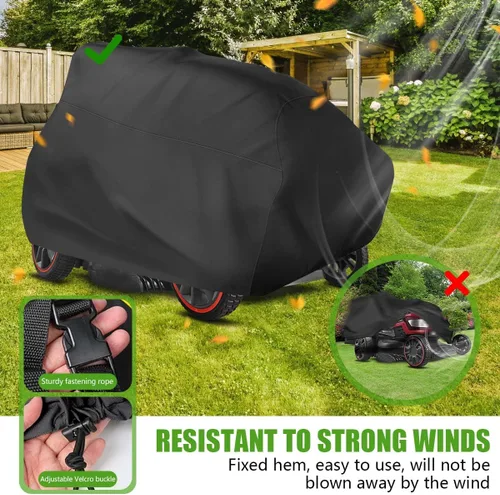 Miniatura 6 de KISEER Cubierta para Cortacésped de Exterior Impermeable Resistente Poliéster Oxford 420D Protección UV Cubierta para Tractor de Césped Se Adapta a
