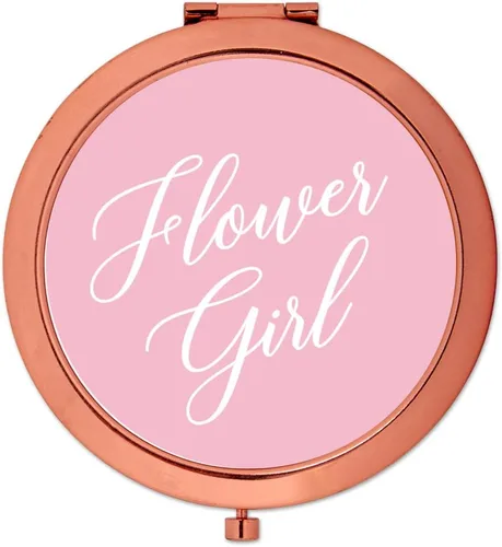 Miniatura 28 de Andaz Press Espejo compacto de oro rosa, regalo de boda de dama de honor, rosa rubor, paquete de 1, despedida de soltera, despedida de soltera, Maid