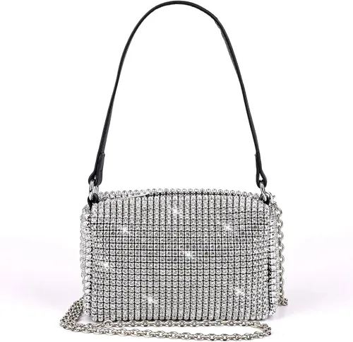 Bolso de mano de noche con cristales brillantes para mujeres y niñas, bolso cruzado brillante para boda, graduación, fiesta, club, bolsos