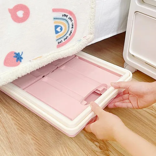 Miniatura 4 de Cabilock Caja de almacenamiento plegable con tapa, caja de ropa con tapa, carrito de compras, playa, camping, jardín, carrito de compras con rueda