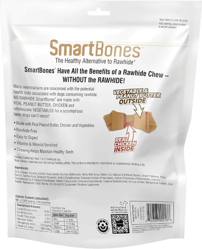 Miniatura 2 de SmartBones Masticables medianos con mantequilla de maní real sin piel cruda, masticables para perros, 4