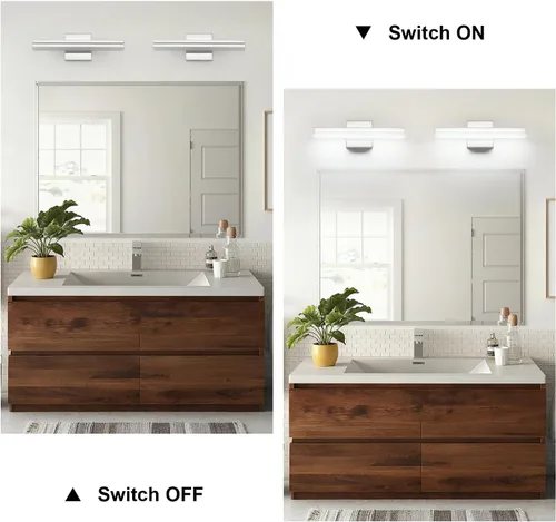 Miniatura 3 de SineRise Barra de Luz LED Moderna para Tocador de Baño de 16 Pulgadas, Accesorios de Iluminación de Pared de Baño Modernos de Acrílico Cromado Sobre
