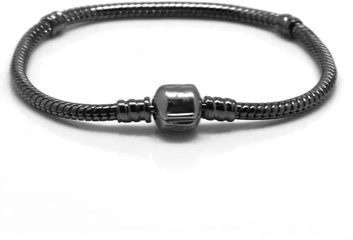 Miniatura 2 de RUBYCA 5pcs 6.3" Gunmetal Negro Broche Cadena de serpiente Europea Charm Pulsera Fit Charm Beads DIY Regalo
