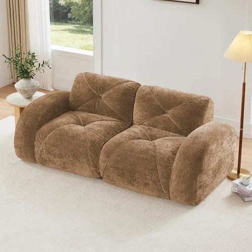 Miniatura 29 de Sofás modulares modulares de 110.6 pulgadas para sala de estar, sofá moderno de terciopelo sin hueso, no requiere montaje, cómodo sofá sin hueso