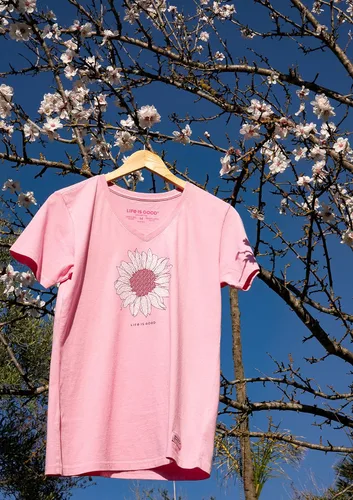 Miniatura 5 de Life is Good Camiseta Crusher con cuello en V para mujer, girasol francés
