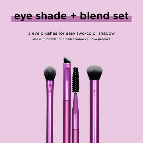 Miniatura 2 de Real Techniques Trío de brochas de maquillaje para sombra de ojos y difuminador, para sombra de ojos y delineador, herramientas de maquillaje