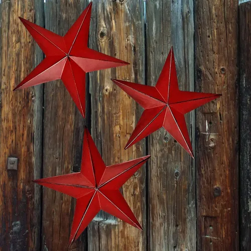 Miniatura 5 de Bellaa 23554 Arte de pared de metal con estrella occidental Texas Barn 3D, escultura vintage, retro, rústico, casa de campo, patio, cabaña, diseño
