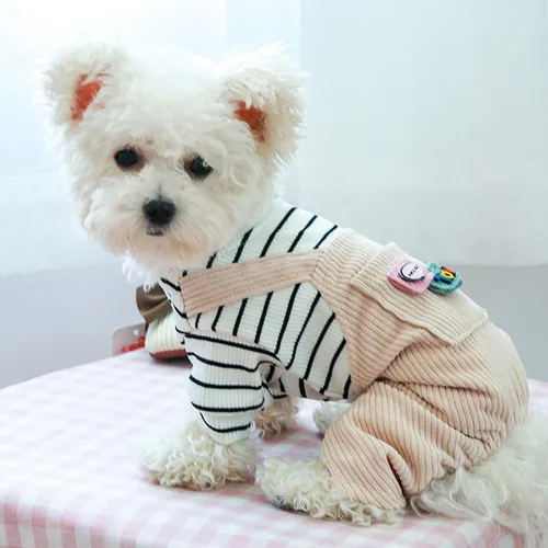 Miniatura 34 de Ropa de invierno para perros, camisas a cuadros para mascotas, elegante mono con babero para perros pequeños, lindos dibujos animados, monos