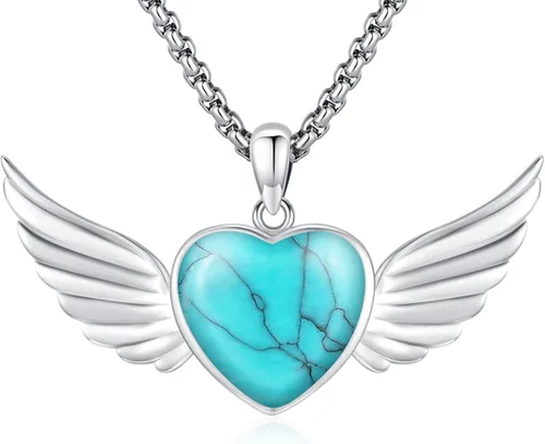 Miniatura 142 de Joyas de turquesa para mujeres y hombres de plata de ley 925 con colgante de urna para cenizas, collar con medallón de imagen, martillo de Thor