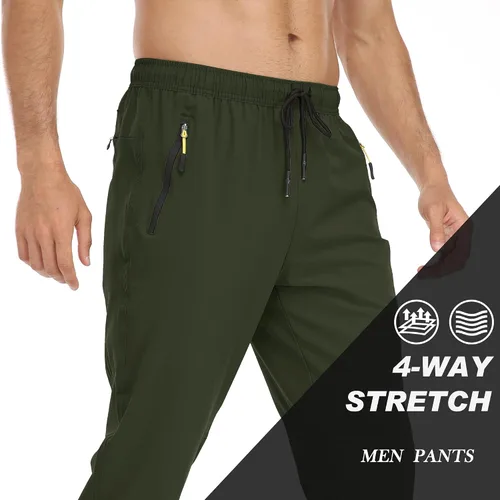 Miniatura 37 de Rapoo Pantalones ligeros para hombre con bolsillos con cremallera, secado rápido, pantalones deportivos de viaje para entrenamiento