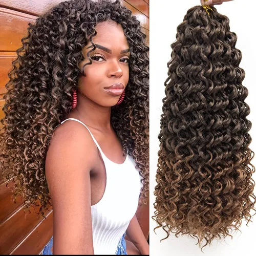 Miniatura 20 de QRHSUKA - Mechones rizados con ganchillo GoGo, cabello ondulado con ganchillo de agua para mujeres, sintético gris, trenzado bohemio, trenza de onda
