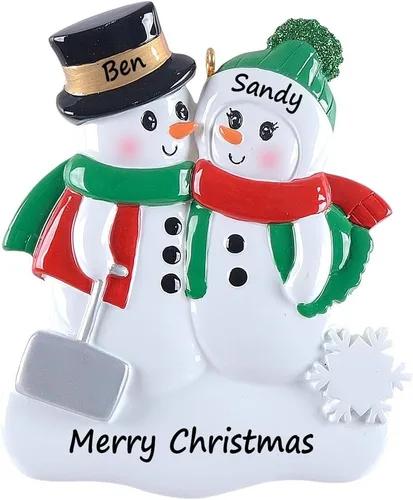Adorno familiar personalizado 2025, adornos familiares únicos, pala de muñeco de nieve, decoración de fiesta, adornos de Navidad de pareja de muñeco