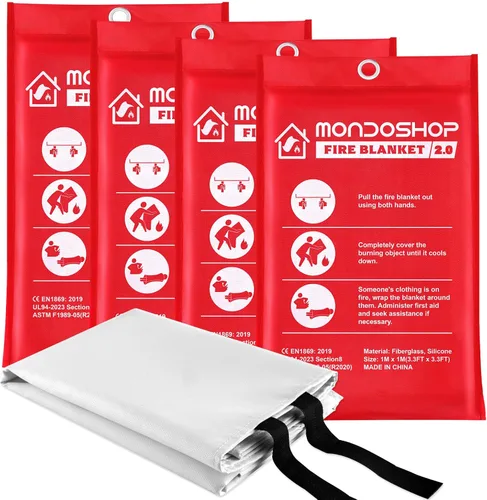 Miniatura 14 de Mondoshop Manta Ignífuga de Silicona para el Hogar - 40"x40" Mantas de Emergencia contra Incendios para Cocina, Mantas Ignífugas para Automóvil