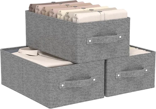 Miniatura 15 de Cajas de almacenamiento plegables, cestas organizadoras de tela, cubos para organizar el hogar, la oficina y el armario, gris, paquete de 2, 13.0 x