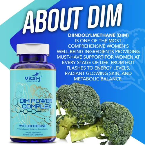 Miniatura 3 de Complejo potente DIM 4 en 1 de 300 mg – Equilibrio de estrógeno y metabolismo, energía y menopausia Suplemento de apoyo con bioperina (x4), calcio