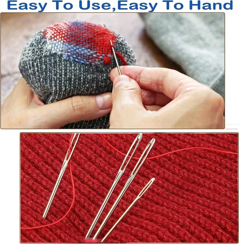 Miniatura 9 de ORRDICE Agujas romas de ojo grande, agujas de tejer de hilo de acero inoxidable, agujas de coser, agujas de tejer para manualidades, agujas de 9