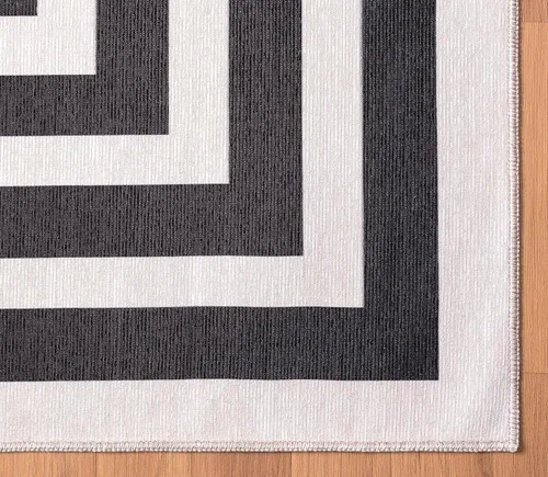 Miniatura 3 de Abani Parker Collection - Alfombra de área, diseño rectangular crema/negro, 4 x 6 pies, fácil de limpiar, duradera para niños y mascotas,