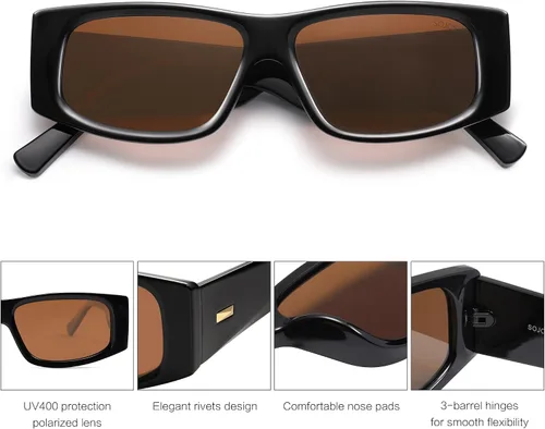 Miniatura 16 de SOJOS Gafas de sol polarizadas rectangulares Y2K de moda para mujeres y hombres, gafas de sol rave de diseñador de moda SJ2228