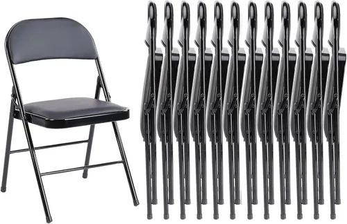 Miniatura 34 de Sweetcrispy Paquete de 4 sillas plegables de plástico para 330 libras, portátiles, metal resistente, fáciles de usar, almacenar, cómodas, para Gris