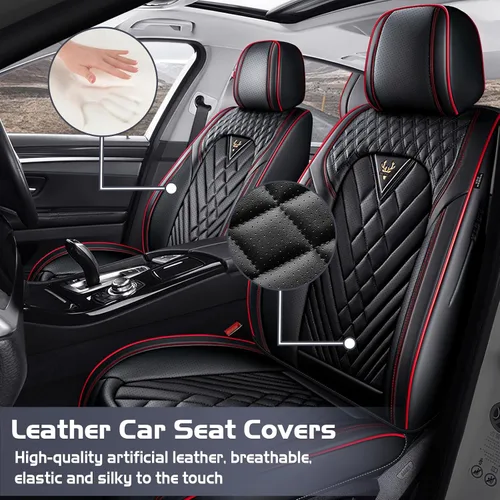 Miniatura 2 de Fundas de Asiento de Coche para Nissan Murano 2003-2026, Funda de Asiento Completa de Piel Nappa Impermeable, Protector de Asiento Automotriz negro