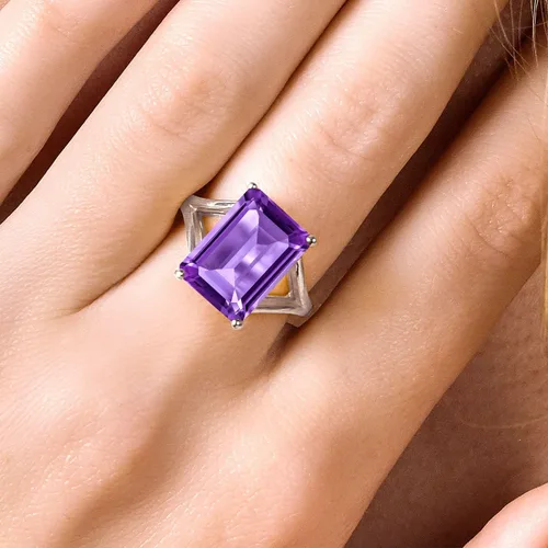 Miniatura 68 de Gem Stone King Anillo de compromiso solitario con piedra preciosa de corte esmeralda de 0.551 x 0.394 in para mujer, plata de ley 925, anillo