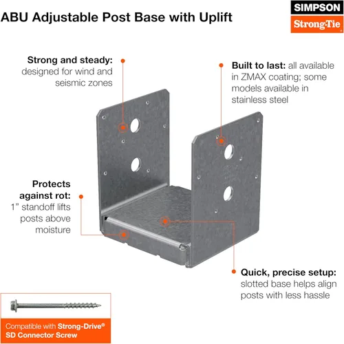 Miniatura 5 de Simpson Strong-Tie ABU44SS - Base de poste ajustable de acero inoxidable para 4x4