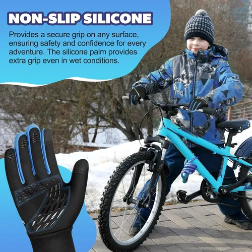 Miniatura 3 de OOPOR Guantes de invierno cálidos para correr, para niños, para clima frío, ciclismo, nieve, esquí, deportes, niños y niñas de 4 a 12 años