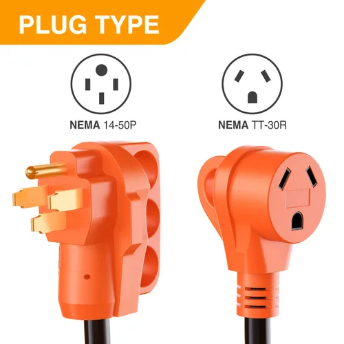 Miniatura 4 de Nilight - 50033R Adaptador de enchufe RV de 18 pulgadas, 50 amperios a 30 amperios, adaptador eléctrico de Dogbone de alta resistencia con mango 115G
