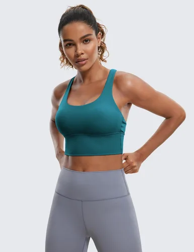 Miniatura 2 de CRZ YOGA - Brasieres deportivos de linea larga con tirantes delgados para mujer, sin aros, acolchados, cruzados, para yoga, cortados, sin mangas