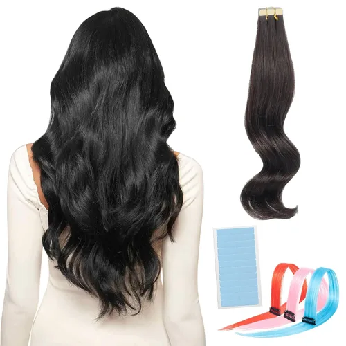WIGI Extensiones de cabello adhesivas de alta calidad, cabello humano 100 % real, 1.76 onzas por paquete, 20 unidades, extensiones de cabello lacio,
