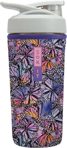 Miniatura 20 de Sok It BotlSok Botella Mezcladora de Proteínas con Funda Aislante de Neopreno (Floral Abstracto, Se Ajusta a Mezcladoras de 24oz)