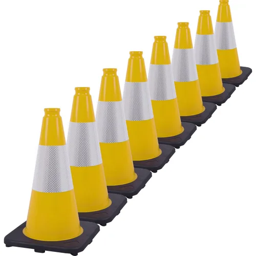 Miniatura 10 de Conos de Tráfico de PVC Naranja/Verde Fluorescente, Cono de Estacionamiento con Base Negra Pesada Estructuralmente Estable Resistente a